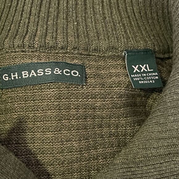 New G.H. BASS Green Henley Pullover Knit Sweater Men’s Size XXL - Picture 3 of 6